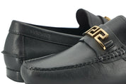 Versace Elegant Black Calf Leather Men's Loafers