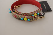Dolce & Gabbana Beige Python Leather Crystals Shoulder Strap