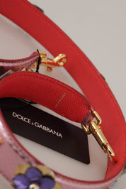 Dolce & Gabbana Metallic Pink Leather Studded Shoulder Strap