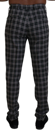 BENCIVENGA Elegant Gray Checked Gentleman's Chinos