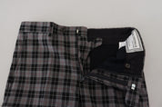 BENCIVENGA Elegant Gray Checked Gentleman's Chinos