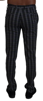 BENCIVENGA Elegant Gray Checkered Wool Chino Pants