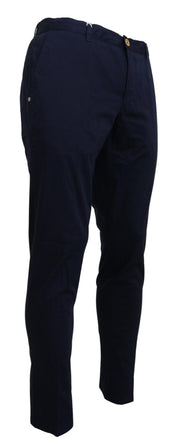 Domenico Tagliente Elegant Dark Blue Slim Chino Pants