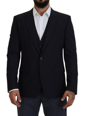 Dolce & Gabbana Elegant Navy Wool Blend Martini Blazer