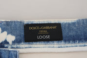 Dolce & Gabbana Elegant Loose Fit Denim Pants with Unique Print