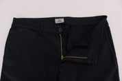 GF Ferre Chic Slim-Fit Blue Cotton Stretch Pants