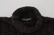 Dolce & Gabbana Brown Wool Knit Turtleneck Pullover Sweater