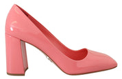 Prada Pink Patent Leather Block Heels Pumps Classic