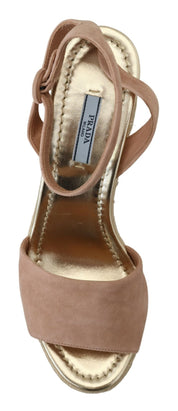Prada Pink Suede Leather Ankle Strap Sandals