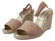 Prada Pink Suede Leather Ankle Strap Sandals