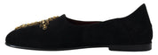 Dolce & Gabbana Black Gold Crystal Sequined Loafers