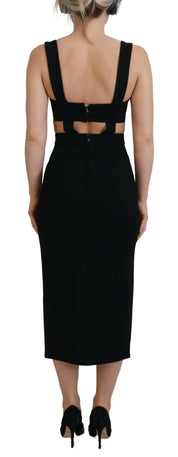 Dolce & Gabbana Black Viscose Bodycon Sheath Midi Dress