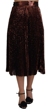 Dolce & Gabbana Bronze Sequined High Waist A-line Maxi Skirt
