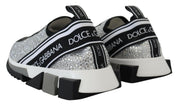 Dolce & Gabbana Silver Rhinestones Sorrento Sneakers Shoes