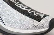 Dolce & Gabbana Silver Rhinestones Sorrento Sneakers Shoes