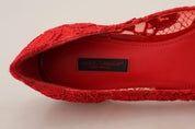 Dolce & Gabbana Red Taormina Crystals Loafers Flats Shoes