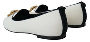 Dolce & Gabbana White Velvet Slip Ons Loafers Flats Shoes