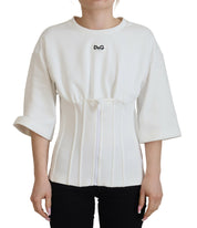 Dolce & Gabbana White Corset Stretch Cotton Top T-shirt