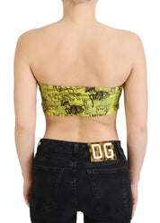 John Galliano Yellow Newspaper Print Cropped Blouse