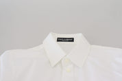 Dolce & Gabbana White Cotton Collared Long Sleeves Formal Top