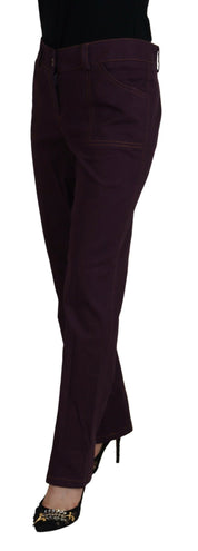 BENCIVENGA Purple Cotton Mid Waist Women Tapered Pants