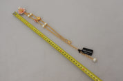 Dolce & Gabbana Gold Tone Floral Crystals Pink Embellished Necklace