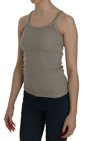 PINK MEMORIES Beige Sleeveless Spaghetti Strap Tank Blouse