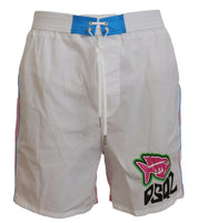 Dsquared² Chic White & Pink Print Swim Shorts