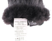 Dolce & Gabbana Black Beaver Fur Lambskin Leather Elbow Gloves