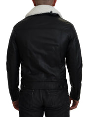 Dolce & Gabbana Elegant Black Leather Bomber Jacket