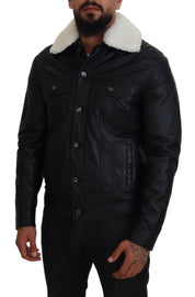 Dolce & Gabbana Elegant Black Leather Bomber Jacket