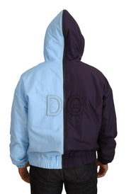 Dolce & Gabbana Elegant Hooded Blue Jacket - Full Zipper Closure