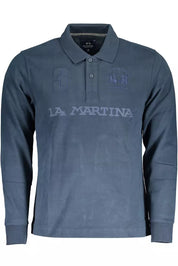 La Martina Blue Cotton Men Polo