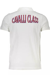 Cavalli Class White Cotton Men Polo Shirt