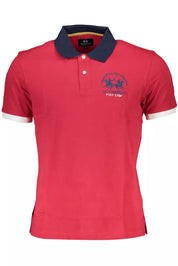 La Martina Red Cotton Men Polo