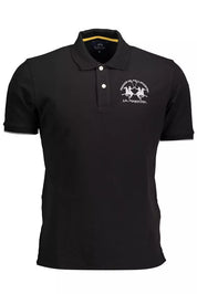 La Martina Black Cotton Men Polo Shirt