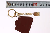 Dolce & Gabbana Elegant Brown Leather Keychain with Gold Detailing