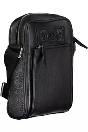 La Martina Black Leather Men Shoulder Bag