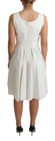 Dolce & Gabbana White Polka Dotted Cotton A-Line Dress