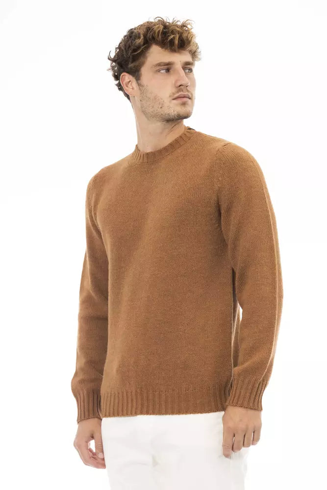 Beige Alpaca Leather Men Sweater