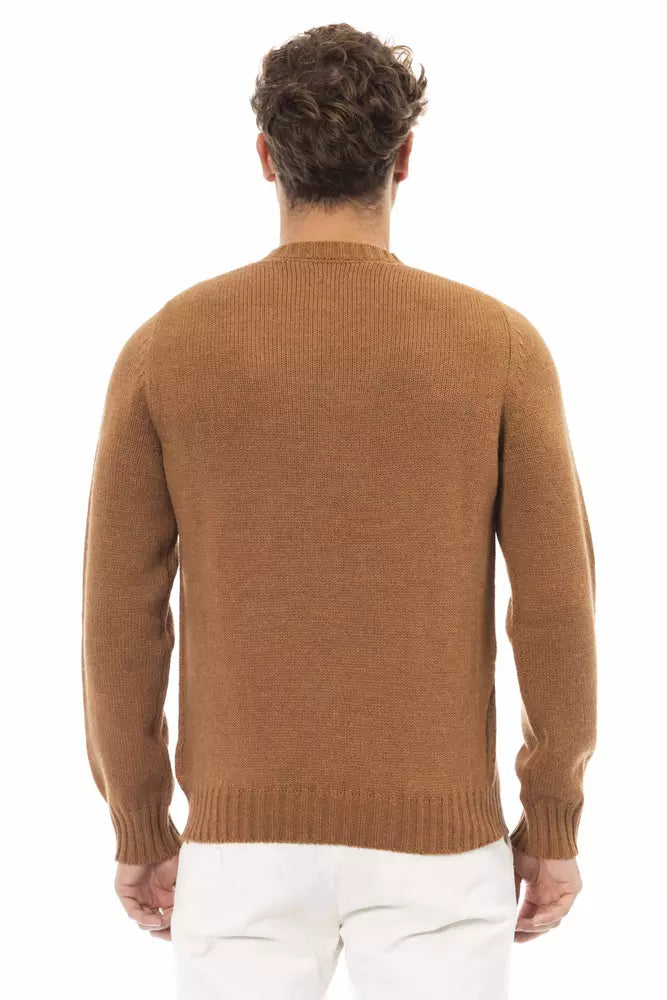 Beige Alpaca Leather Men Sweater