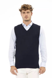 Alpha Studio Blue Viscose Men Vest