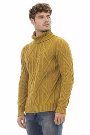 Alpha Studio Yellow Merino Wool Men Sweater