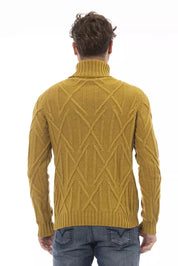 Alpha Studio Yellow Merino Wool Men Sweater