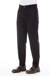 Alpha Studio Brown Wool Men Pant