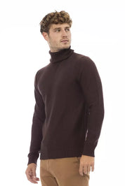 Alpha Studio Brown Merino Wool Men Sweater