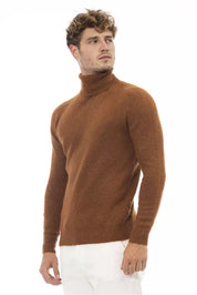 Alpha Studio Brown Alpaca Men Sweater