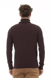 Alpha Studio Brown Merino Wool Men Sweater