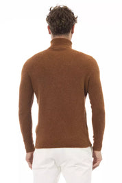 Alpha Studio Brown Alpaca Men Sweater