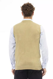 Alpha Studio Beige Viscose Men Vest